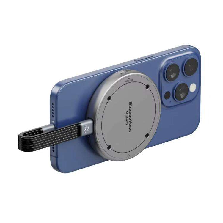 Blueendless M3NPD M.2 NVMe 2230/2242 Magnetic Phone Hard Disk Box with PD Charging Port