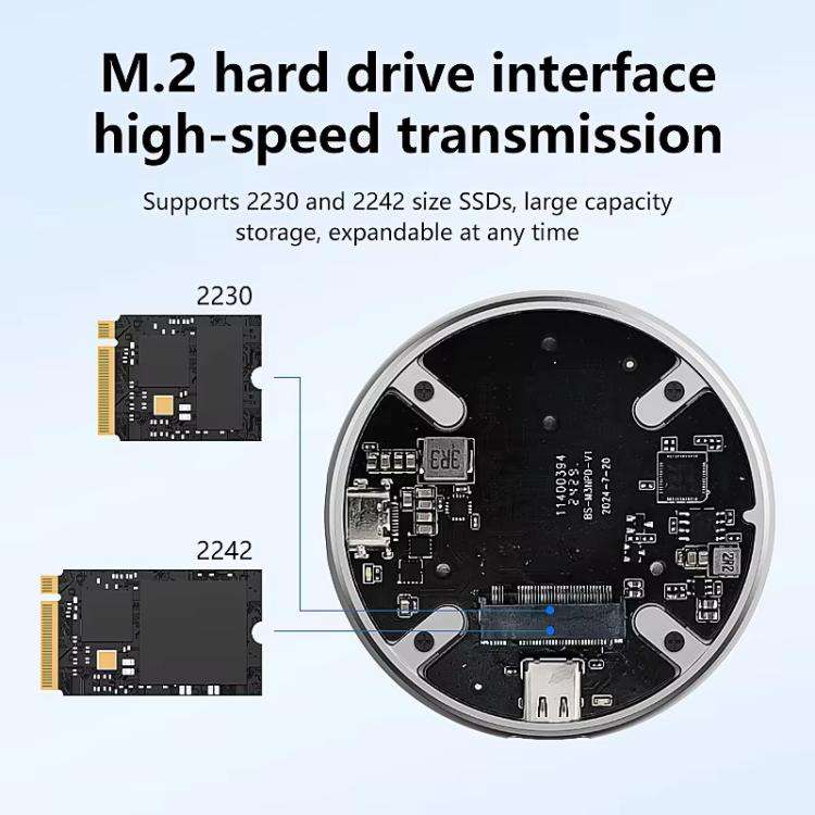 Blueendless M3NPD M.2 NVMe 2230/2242 Magnetic Phone Hard Disk Box with PD Charging Port