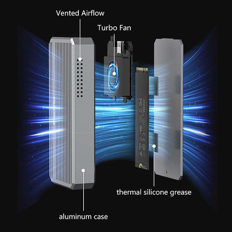 Blueendless M.2 Nvme SSD Box 40Gbps Hard Drive Reader, Spec: USB4 Box with RGB Lights + Fan