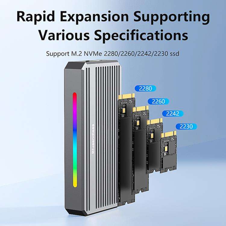 Blueendless M.2 Nvme SSD Box 40Gbps Hard Drive Reader, Spec: USB4 Box with RGB Lights + Fan