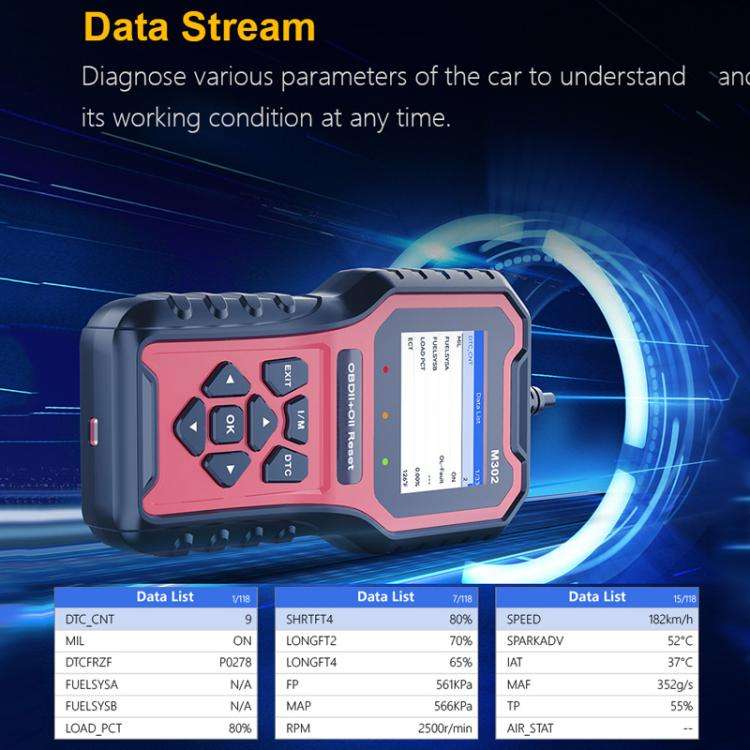 M302 Car Oil Reset Code Reader Automotive Maintenance Light Zero Reset Fault Diagnosis Tool