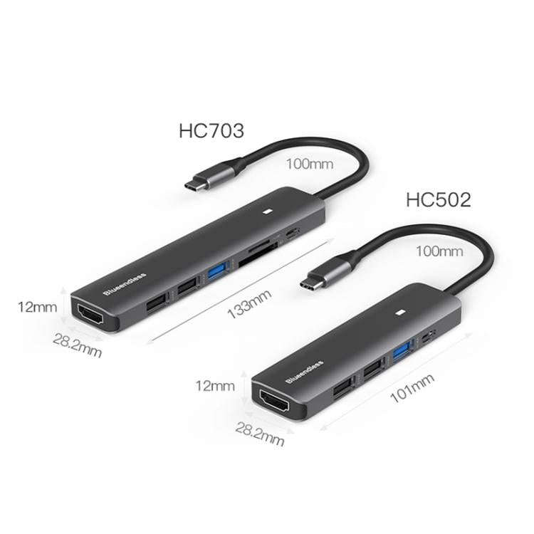5-in-1 HDMI + PD + USB3.0 + USB2.0 x 2 Blueendless Multifunctional Type-C Docking Station