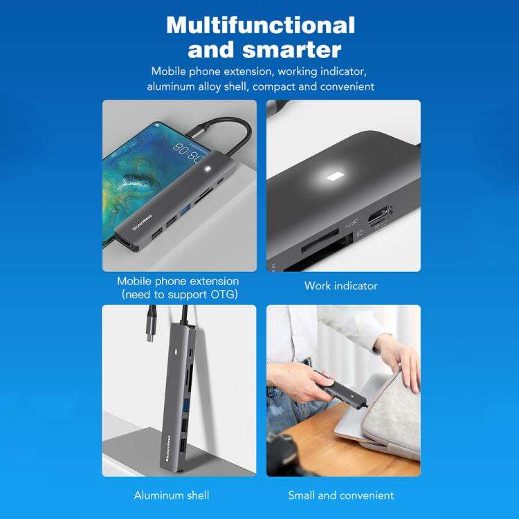 5-in-1 HDMI + PD + USB3.0 + USB2.0 x 2 Blueendless Multifunctional Type-C Docking Station