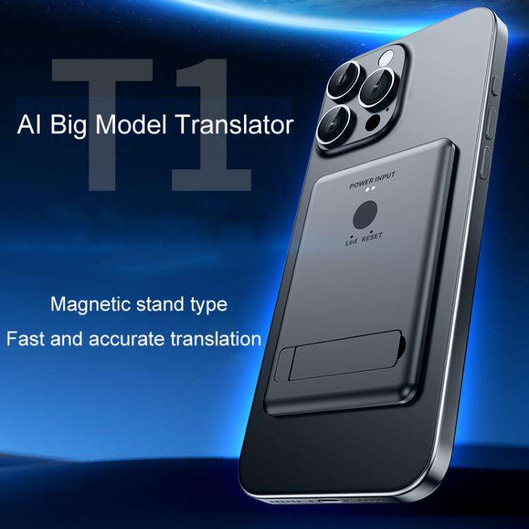 T1 AI Large Model Slim Card Magnetic Translator Audio Transcription Equipment(Dark Gray)