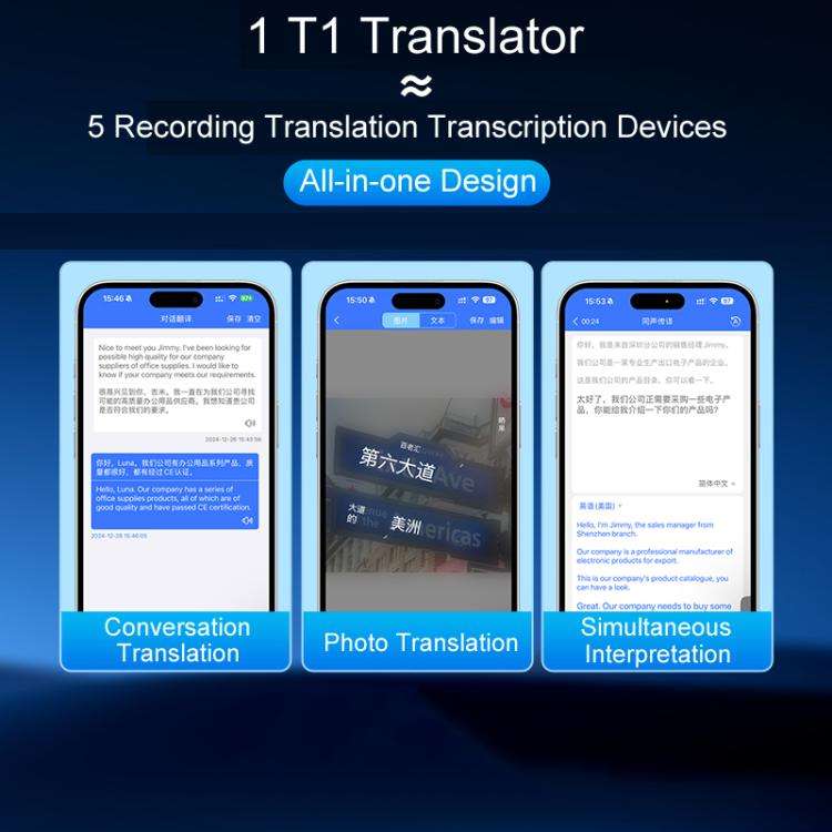 T1 AI Large Model Slim Card Magnetic Translator Audio Transcription Equipment(Dark Gray)