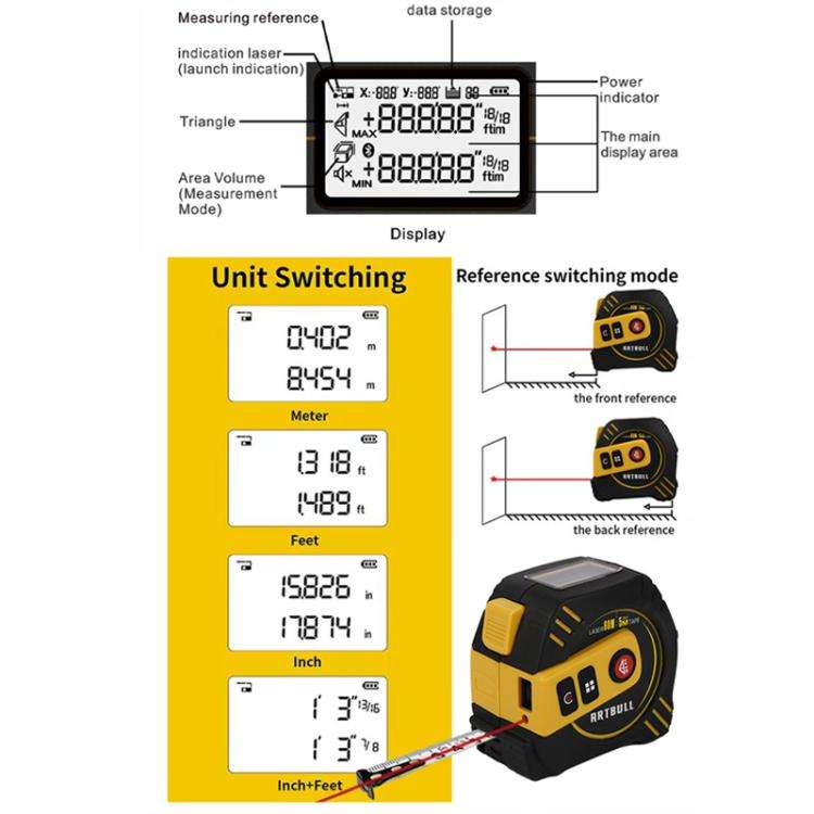2 in 1 Rechargeable Infrared Laser Rangefinder + 5m Measuring Tape, Specifications: Laser 40m