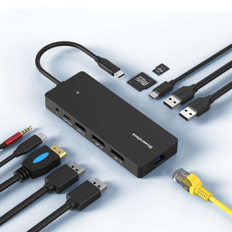Blueendless Type-C Gigabit Ethernet Port Multi-Screen Different Display HUB, Port: DP x 2 + HDMI