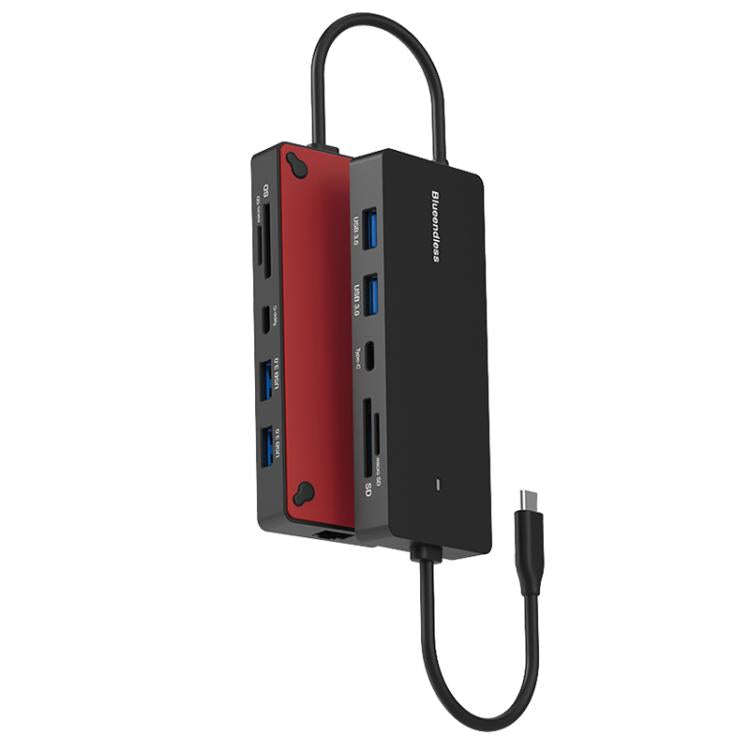 Blueendless Type-C Gigabit Ethernet Port Multi-Screen Different Display HUB, Port: HDMI x 2 + DP