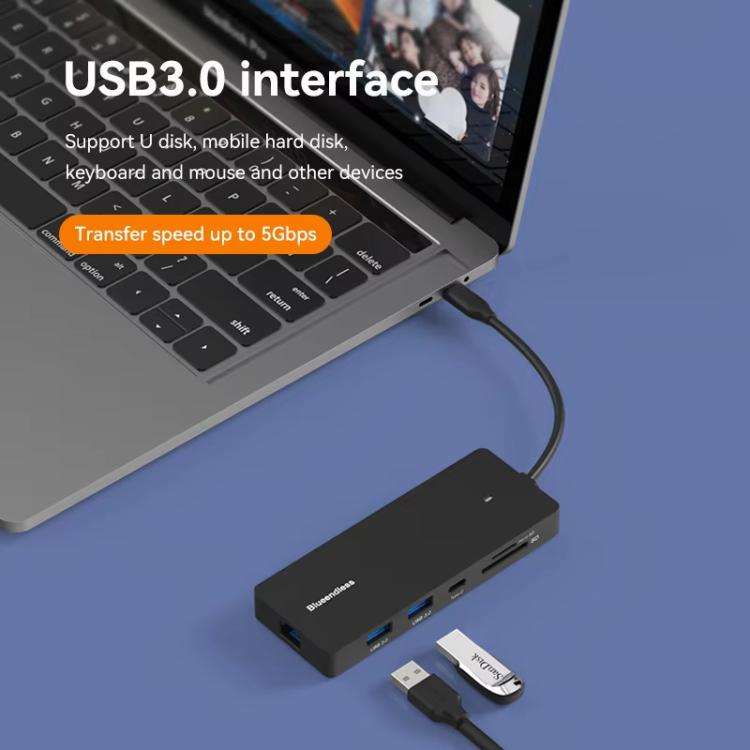 Blueendless Type-C Gigabit Ethernet Port Multi-Screen Different Display HUB, Port: HDMI x 2 + DP