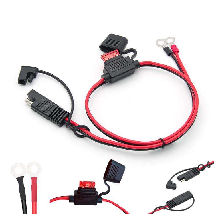 60cm O-Terminal to SAE Power Cable With Fuse Battery Charger Extension Adapter Wire