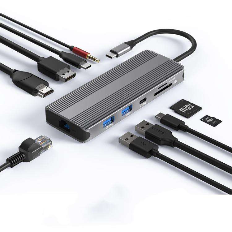 10-in-1 DP+HDMI Dual 8K Blueendless Multifunctional Type-C HD Gigabit Network Docking Station