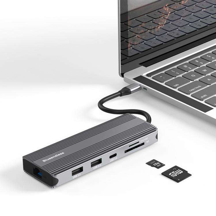 10-in-1 DP+HDMI Dual 8K Blueendless Multifunctional Type-C HD Gigabit Network Docking Station