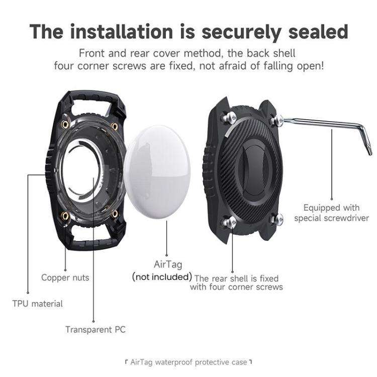 For AirTag Tracker Waterproof Protection Case Pet Leather Collar Anti Lost Cat Locator Collar(Black)