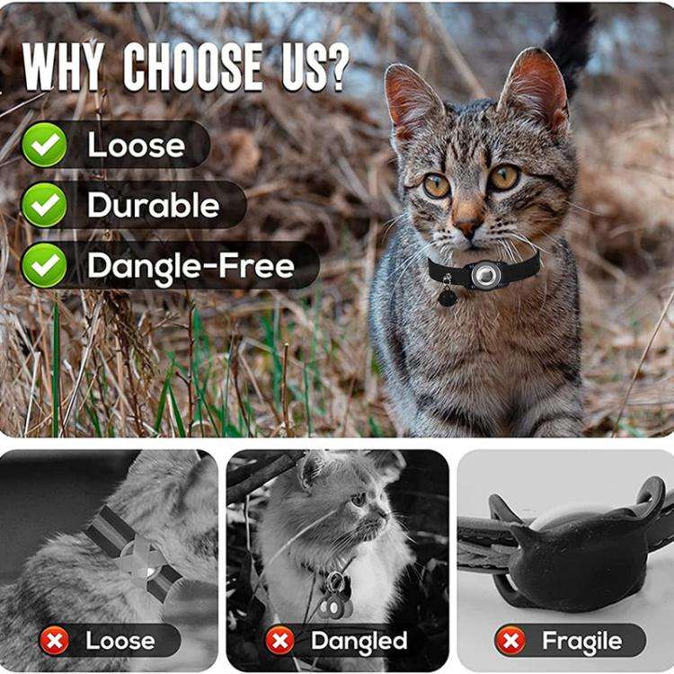 For AirTag Tracker Waterproof Protection Case Pet Leather Collar Anti Lost Cat Locator Collar(Red)