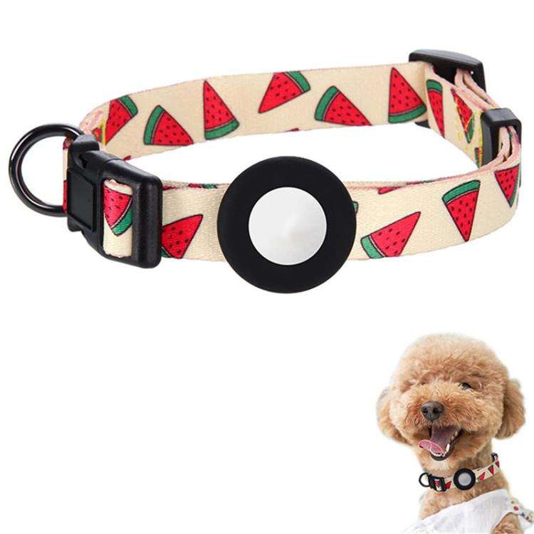 For AirTag Tracker Waterproof Silicone Case Pet Collar Cats Dog Neck Collar, Size: M(Watermelon)