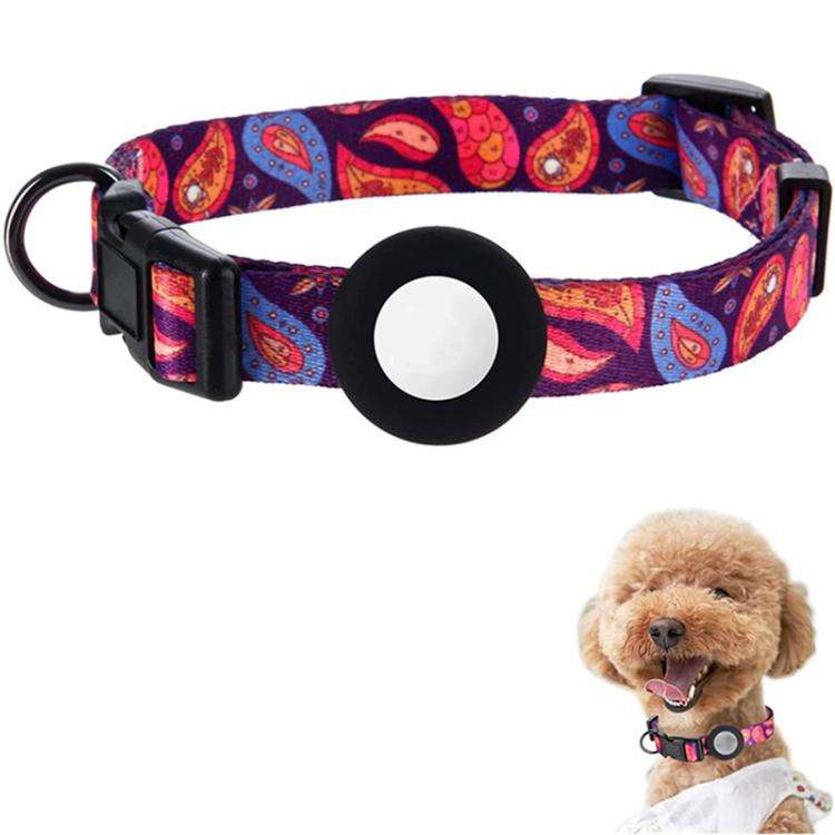 For AirTag Tracker Waterproof Silicone Case Pet Collar Cats Dog Neck Collar, Size: M(Purple Cashe...