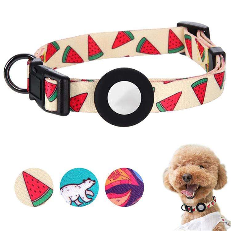For AirTag Tracker Waterproof Silicone Case Pet Collar Cats Dog Neck Collar, Size: S(Watermelon)