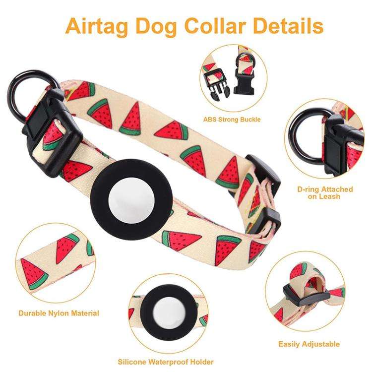 For AirTag Tracker Waterproof Silicone Case Pet Collar Cats Dog Neck Collar, Size: L(Watermelon)