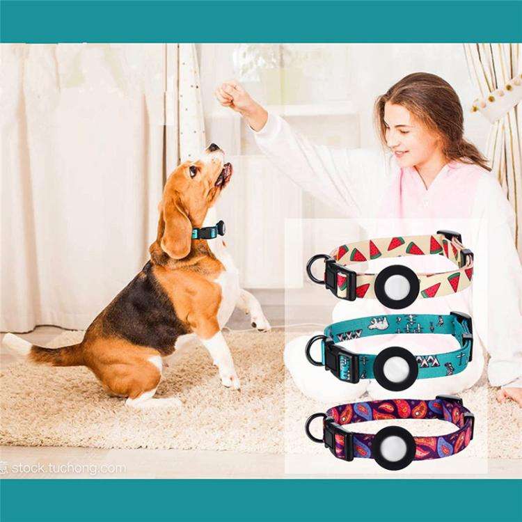 For AirTag Tracker Waterproof Silicone Case Pet Collar Cats Dog Neck Collar, Size: L(Watermelon)