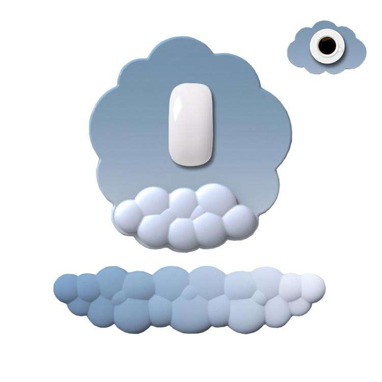 3pcs / Set Cloudy Gradient Memory Foam Silicone Wrist And Keyboard Mouse Pad, Style: Blue+Gray