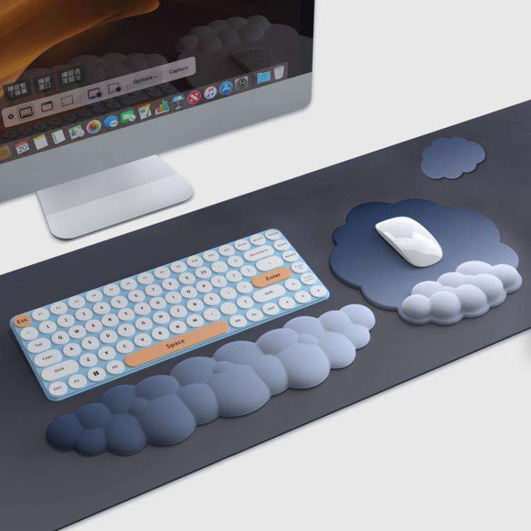 3pcs / Set Cloudy Gradient Memory Foam Silicone Wrist And Keyboard Mouse Pad, Style: Blue+Yellow