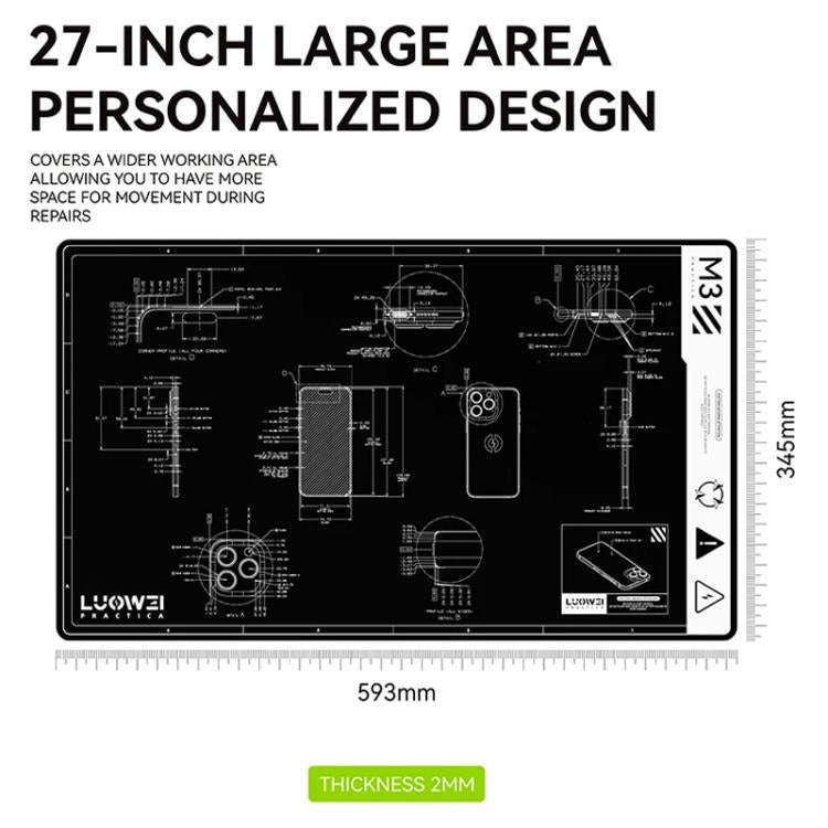 LUOWEI M3 27 inch Cell Phone Computer Repair Workbench Heat Insulation Mat High Temperature Resis...