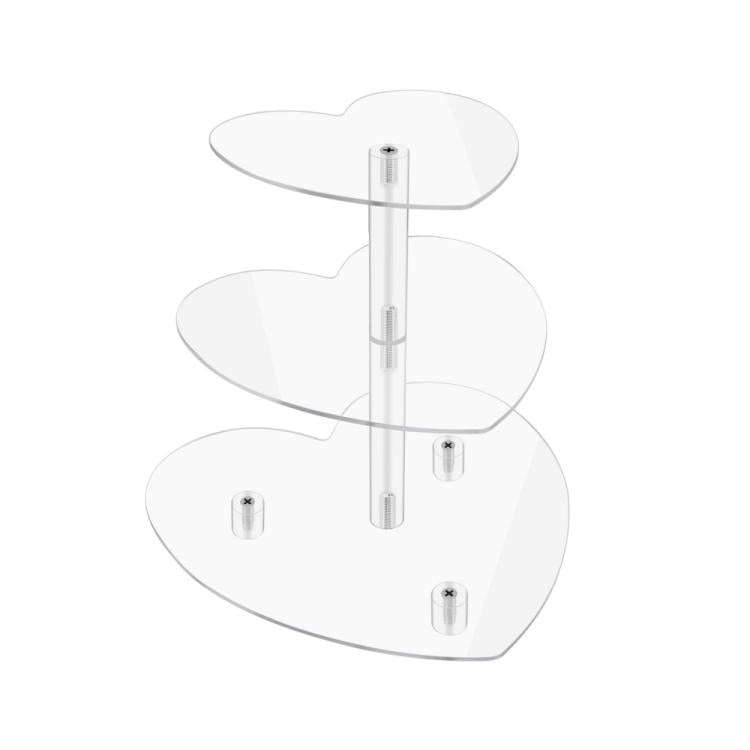 Acrylic Three-Tier Heart-Shaped Wedding Birthday Cupcake Stand(YX153)