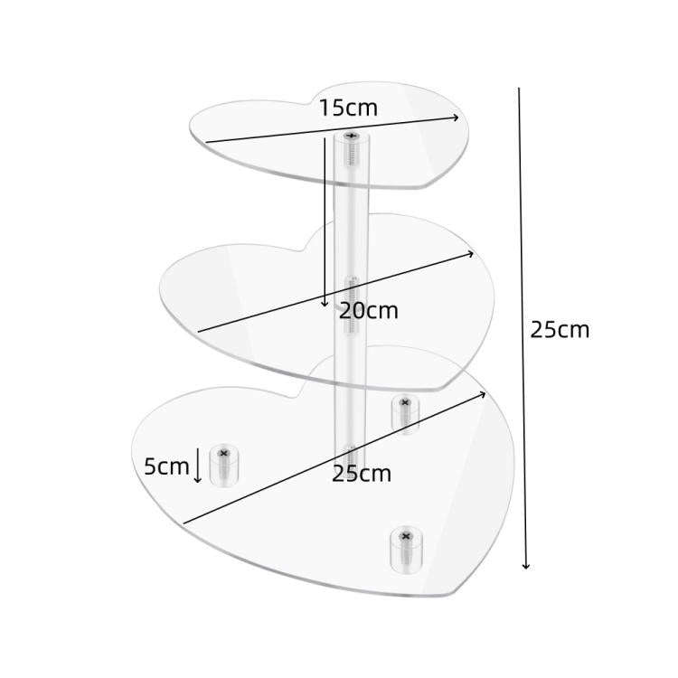 Acrylic Three-Tier Heart-Shaped Wedding Birthday Cupcake Stand(YX153)