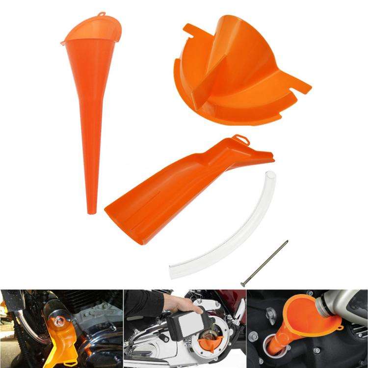 3pcs / Set For Harley Motorcycle Multifunctional Waste Oil Diverter Plastic Funnel(Orange)