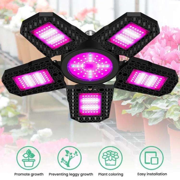288 LEDs Five Leaf Foldable Transformable LED Plant Light Greenhouse Nursery Red and Blue Plant F...