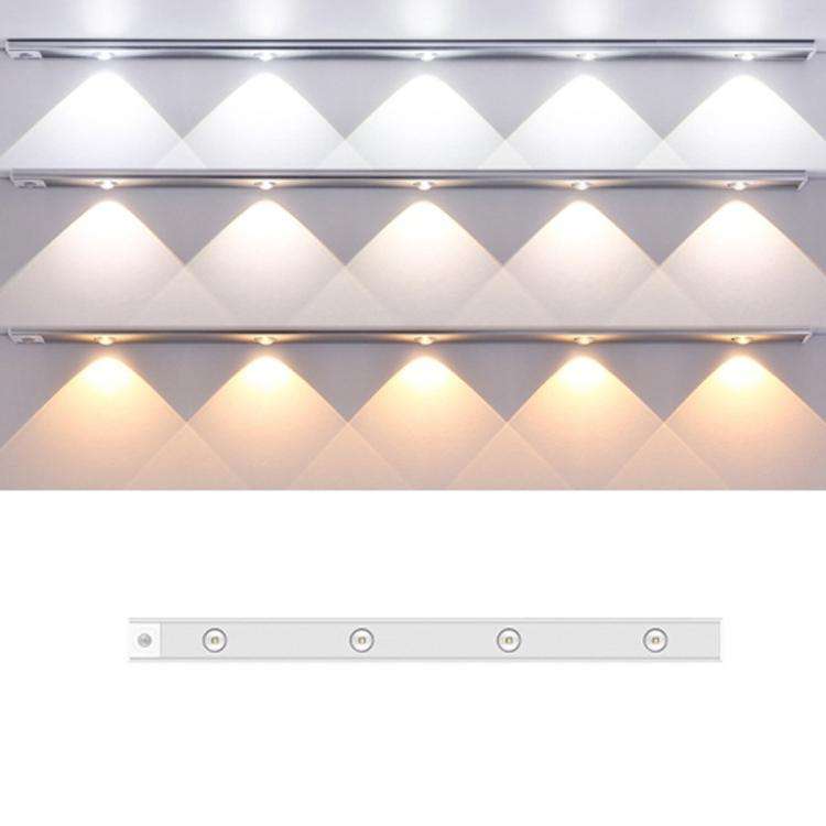 60cm Rechargeable Motion Sensor Light Bar Cabinet Wardrobe Lamp With Remote Control(Silver)