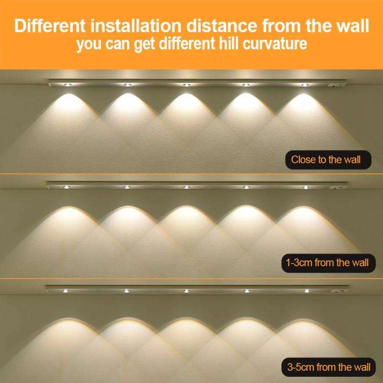 60cm Rechargeable Motion Sensor Light Bar Cabinet Wardrobe Lamp With Remote Control(Black)