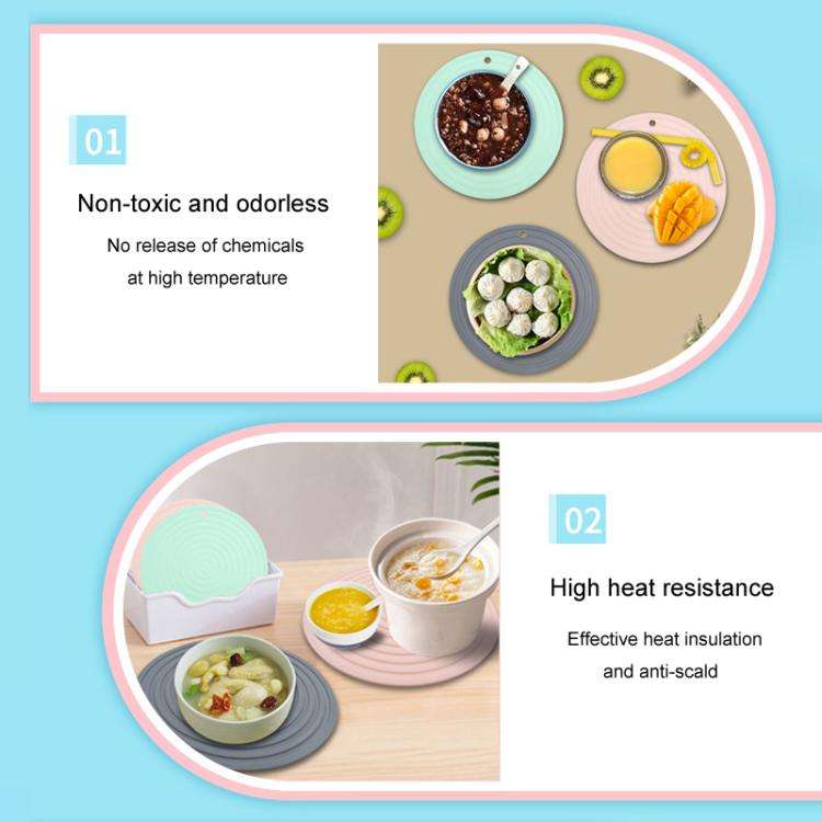 Food Grade Silicone Round Heat Insulation Mat Kitchen Anti-Scald And Anti-Slip Placemat(Gray)