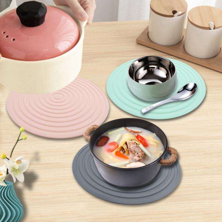 Food Grade Silicone Round Heat Insulation Mat Kitchen Anti-Scald And Anti-Slip Placemat(Gray)