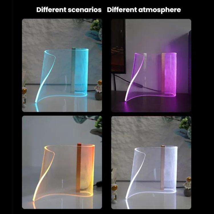 LED Light Guide Acrylic Ambient Desk Lamp Gaming Room Bedroom USB Pickups Rhythmic RGB Novelty La...