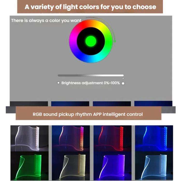LED Light Guide Acrylic Ambient Desk Lamp Gaming Room Bedroom USB Pickups Rhythmic RGB Novelty La...