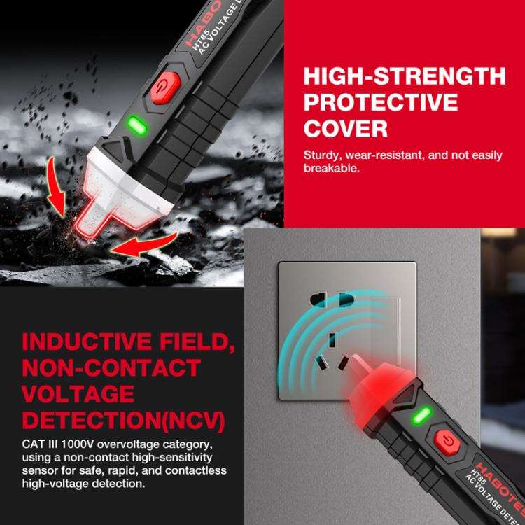 HABOTEST HT85 Non-Contact Electricity Tester AC Voltage Detector(Black Red)