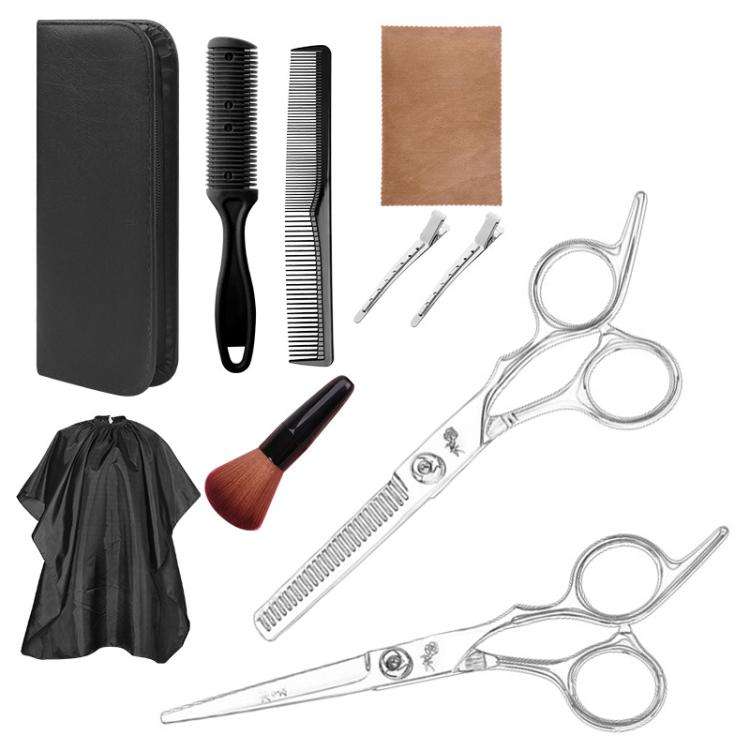 Stainless Steel Haircutting Scissors Set Hair Cutting Tools, Spec: 10-in-1