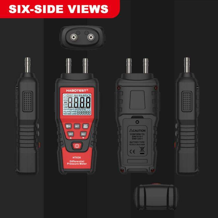 HABOTEST HT636 Highly Precision Differential Pressure Gauge Digital Micropressure Tester