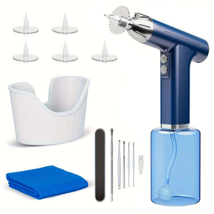 LED Light Low-noise and High-endurance Ear Cleaner Rechargeable Earwax Remover(Blue)