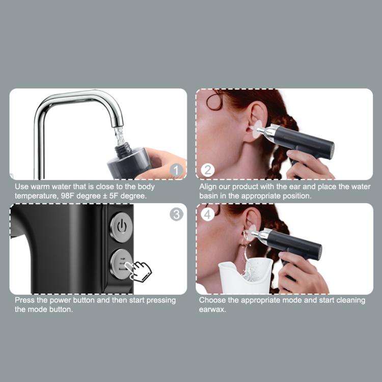 LED Light Low-noise and High-endurance Ear Cleaner Rechargeable Earwax Remover(Black)