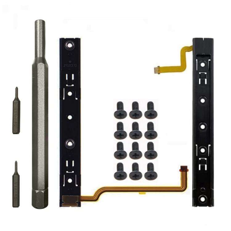 For Nintendo Switch Console 1pair Slide Rail With Tool Set NS Repair Parts(Black)