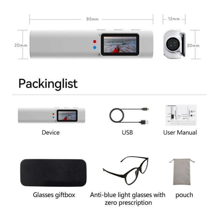 HD 2.7K FPV Eyeglasses Camera 0.96 inch IPS Color Screen Convenient Shooting