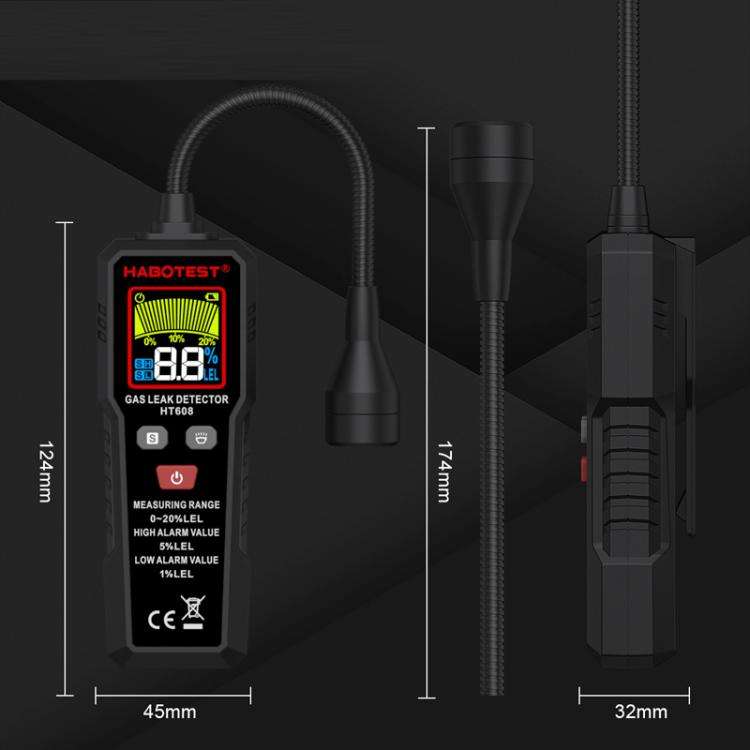 HTBOTEST HT608 Combustible Gas Detector Gas Natural Gas Detection Alarm