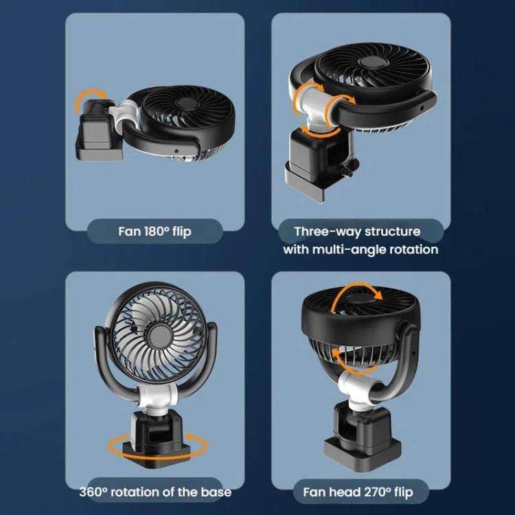 Car Three-way Folding Screen Corner Fan(Black White)