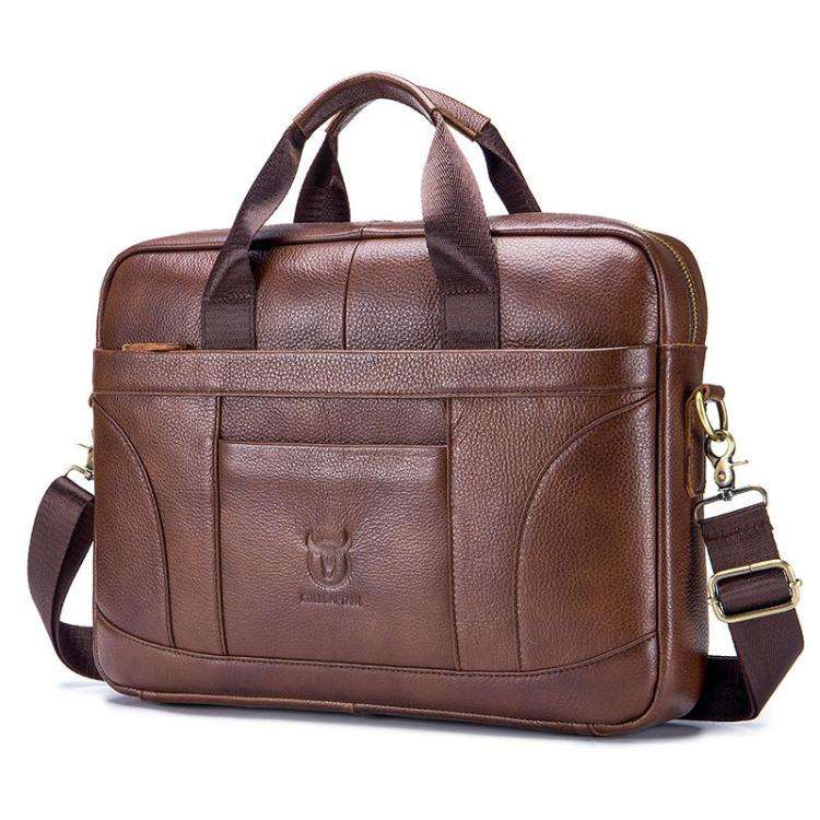 BULL CAPTAIN 048 Large Capacity Retro Business Top Layer Cowhide Hand-held Briefcase(Brown)