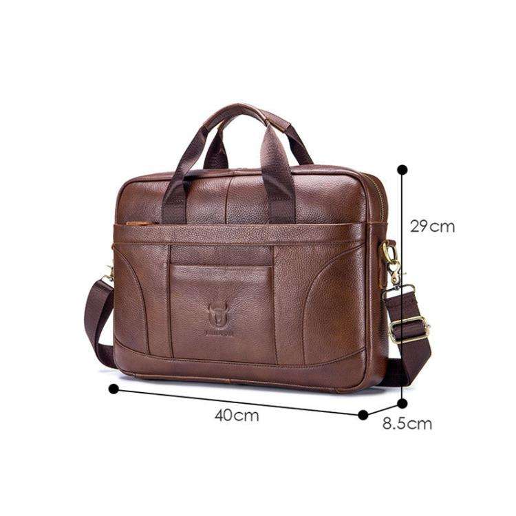 BULL CAPTAIN 048 Large Capacity Retro Business Top Layer Cowhide Hand-held Briefcase(Brown)