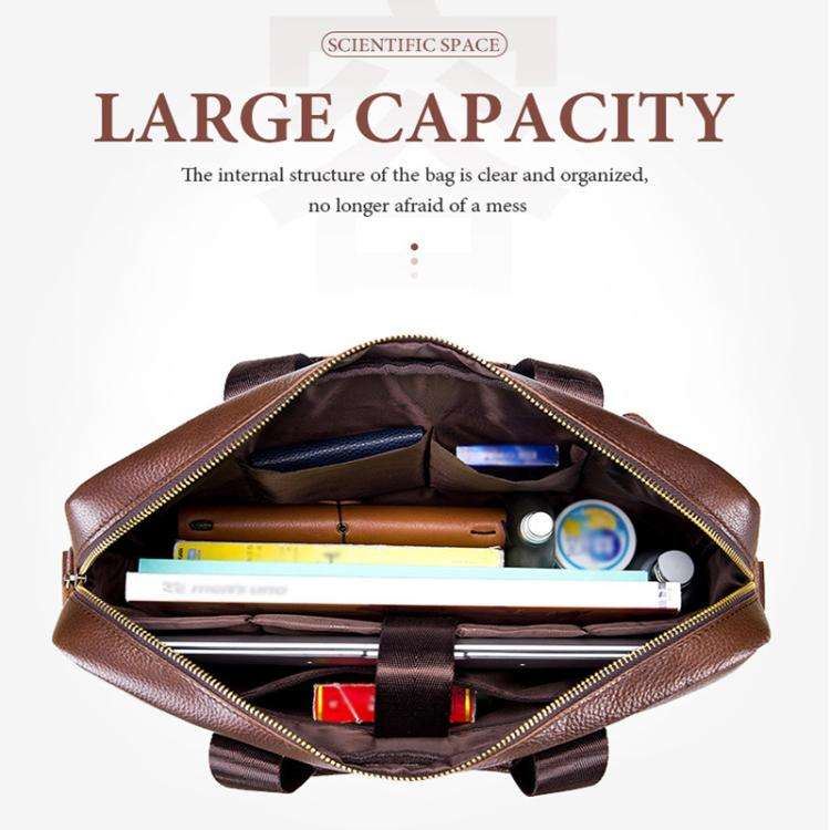 BULL CAPTAIN 048 Large Capacity Retro Business Top Layer Cowhide Hand-held Briefcase(Brown)