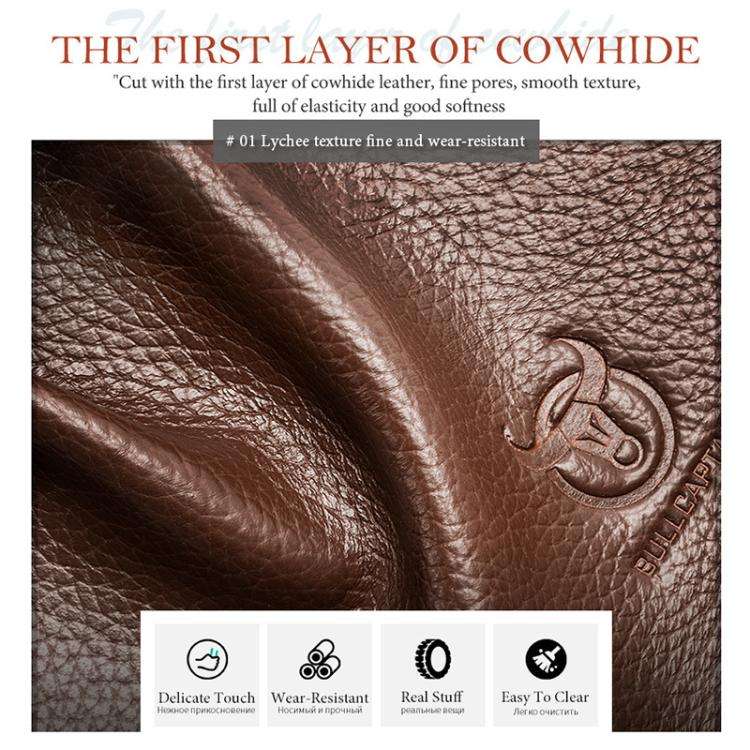 BULL CAPTAIN 048 Large Capacity Retro Business Top Layer Cowhide Hand-held Briefcase(Brown)