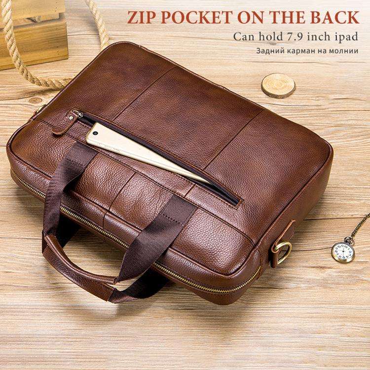 BULL CAPTAIN 048 Large Capacity Retro Business Top Layer Cowhide Hand-held Briefcase(Brown)